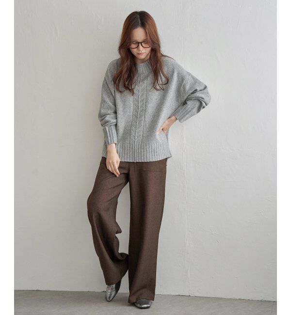 Lbc with Life「透かし柄バックスリットニット」|カーディガン|