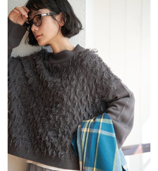 Lbc with Life「フリンジニットプルオーバー」|カーディガン|チャコール