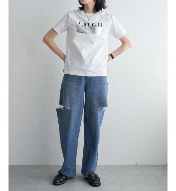 VENCE share style「ロゴ箔プリントコンパクトTシャツ」|Tシャツ・カットソー|