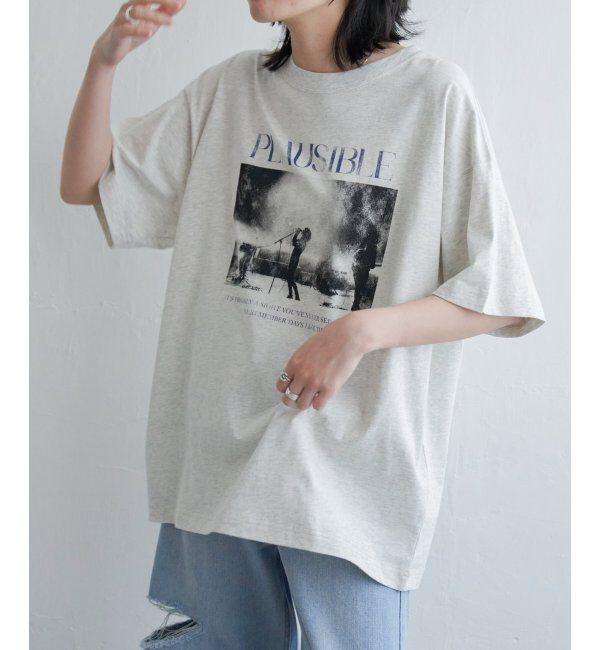 VENCE share style「PLAUSIBLE ピグメントTシャツ」|Tシャツ・カットソー|ライトグレイ