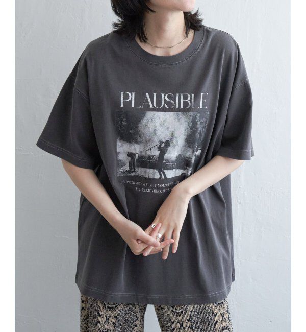 VENCE share style「PLAUSIBLE ピグメントTシャツ」|Tシャツ・カットソー|チャコール