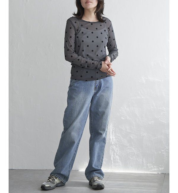 VENCE share style「シアーフラワーフロッキープルオーバー」|Tシャツ・カットソー|