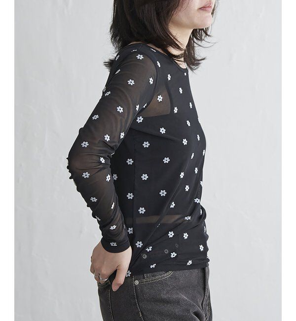 VENCE share style「シアーフラワーフロッキープルオーバー」|Tシャツ・カットソー|