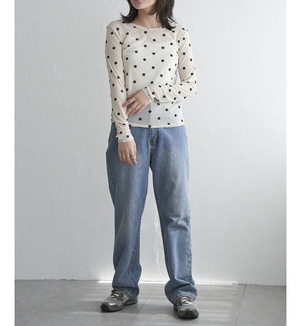 VENCE share style「シアーフラワーフロッキープルオーバー」|Tシャツ・カットソー|