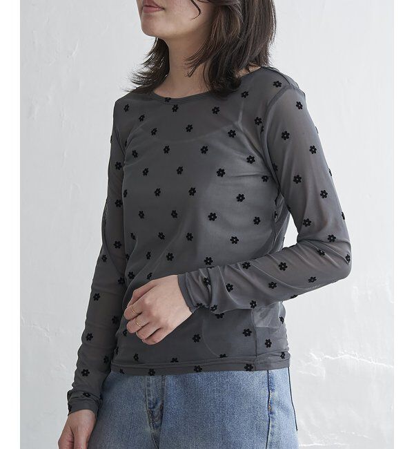 VENCE share style「シアーフラワーフロッキープルオーバー」|Tシャツ・カットソー|