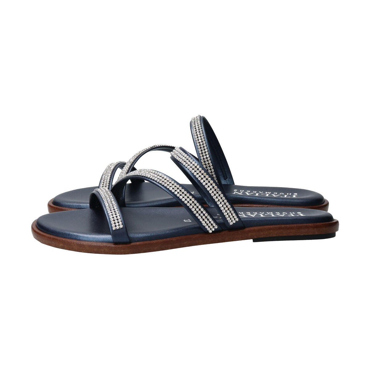 IMPORT SELECT「【ITALIAN SHOEMAKERS】ラインストーンストラップフラットサンダル」|サンダル|