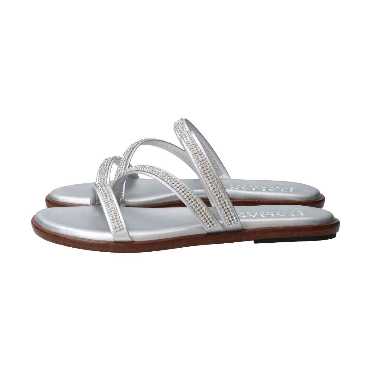 IMPORT SELECT「【ITALIAN SHOEMAKERS】ラインストーンストラップフラットサンダル」|サンダル|