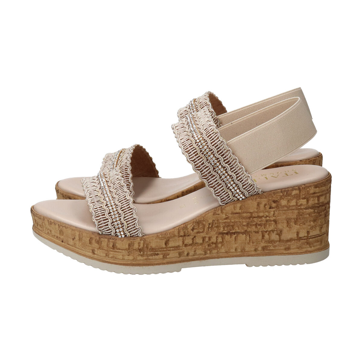 IMPORT SELECT「【ITALIAN SHOEMAKERS】ラインストーンリボン厚底サンダル」|サンダル|