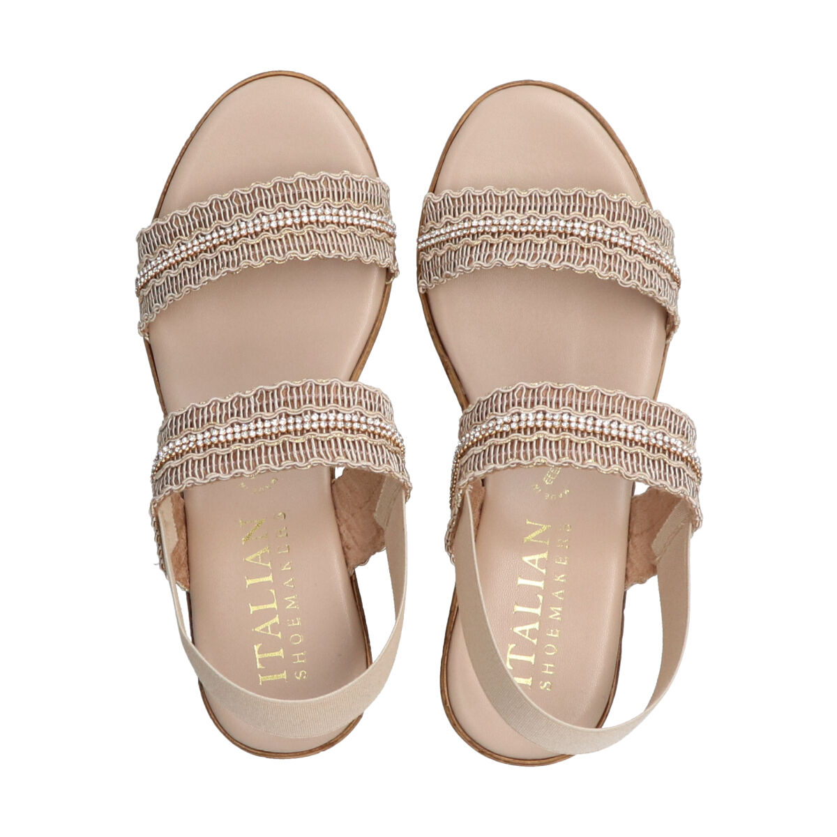 IMPORT SELECT「【ITALIAN SHOEMAKERS】ラインストーンリボン厚底サンダル」|サンダル|