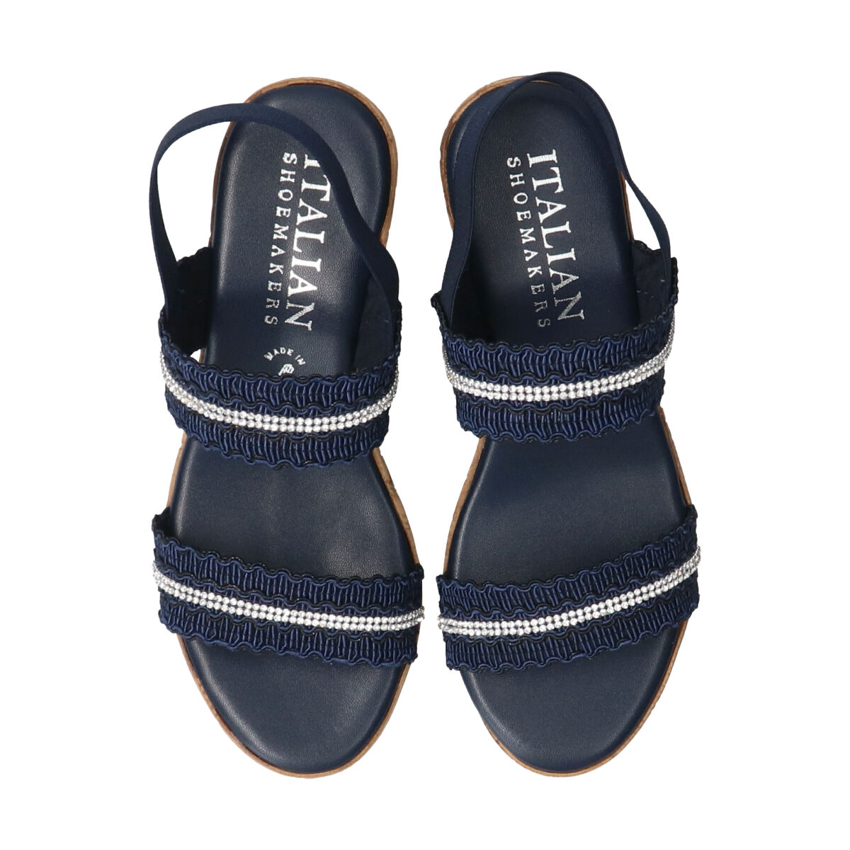 IMPORT SELECT「【ITALIAN SHOEMAKERS】ラインストーンリボン厚底サンダル」|サンダル|