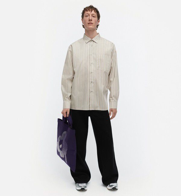 Marimekko「Jokapoika シャツ」|シャツ・ブラウス|ﾗｲﾄｸﾞﾚｰ&times;ﾍﾞｰｼﾞｭ