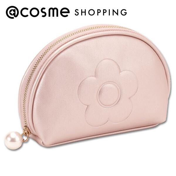  「マリークヮント エンボスデイジーパール ラウンドポーチ パールピンク 本体 (H10.5&times;W16&times;D4.5cm)」|コスメ雑貨|その他