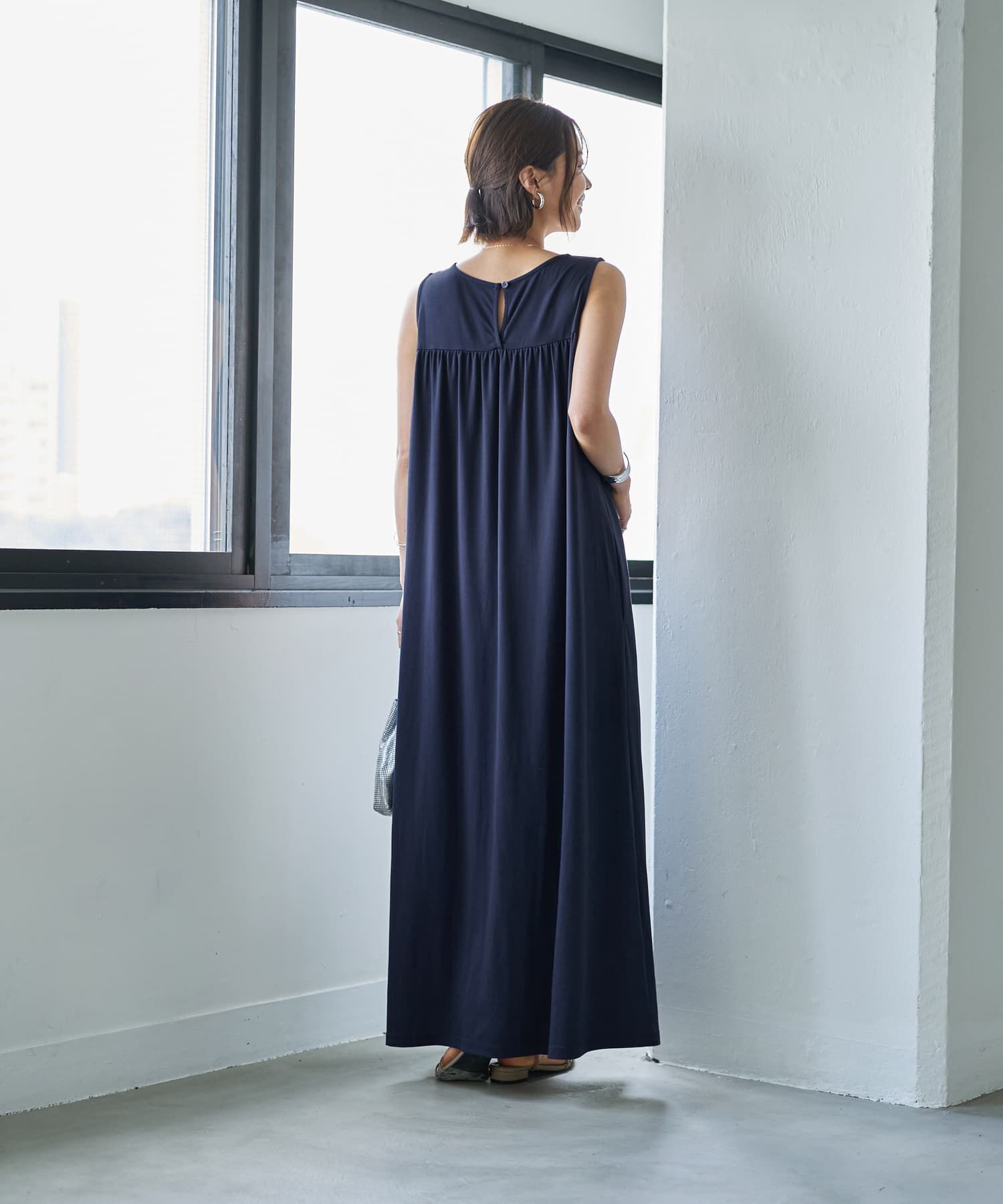 STYLE DELI「デコルテがシアーなドット柄カットソーワンピース」|ワンピース|