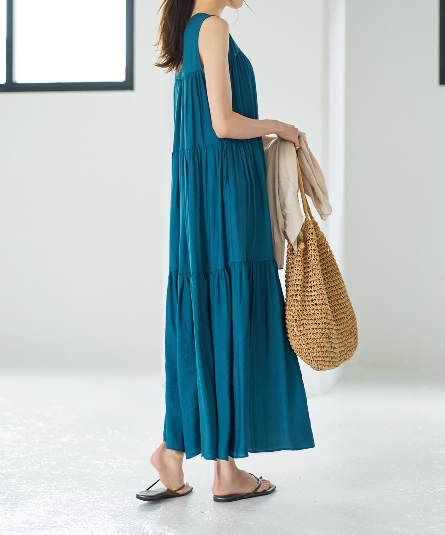 STYLE DELI「【LUXE】楊柳ティアードサマードレスB」|ワンピース|ダークシアン