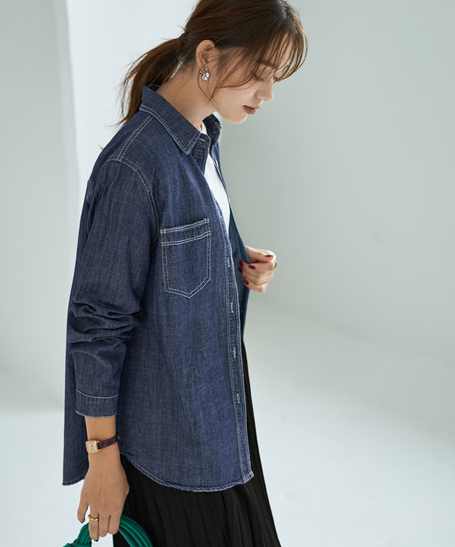 STYLE DELI「織り糸柄状ブリーチデニムシャツ」|シャツ・ブラウス|