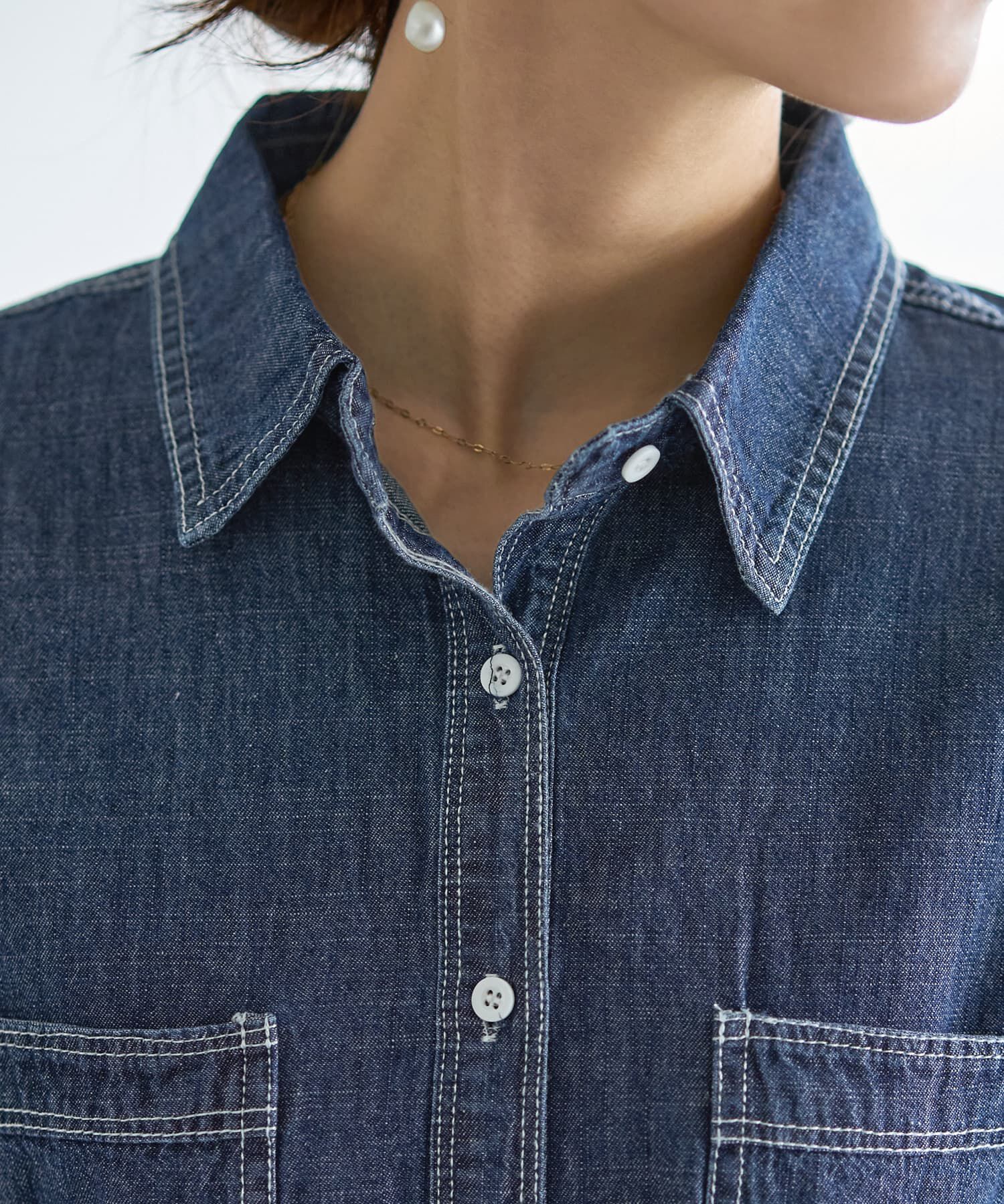 STYLE DELI「織り糸柄状ブリーチデニムシャツ」|シャツ・ブラウス|