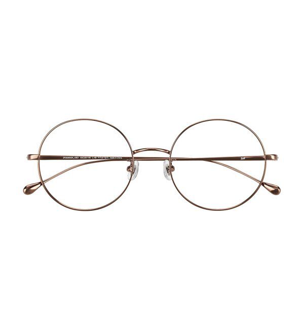  「ラウンド型 メガネ | 丸型 小顔効果 チタン 軽量 メタル 伊達・度付き ユニセックス Zoff  レンズ交換券付」|メガネ|薄ブラウン