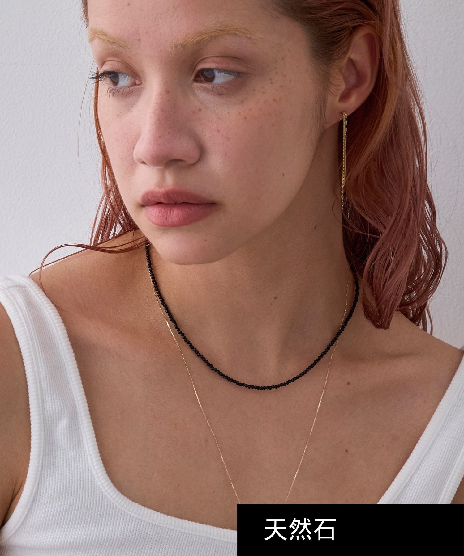 JUPITER「天然石ビーズネックレス/金属アレルギー対応/ニッケルフリー　オニキス」|ネックレス|ブラック