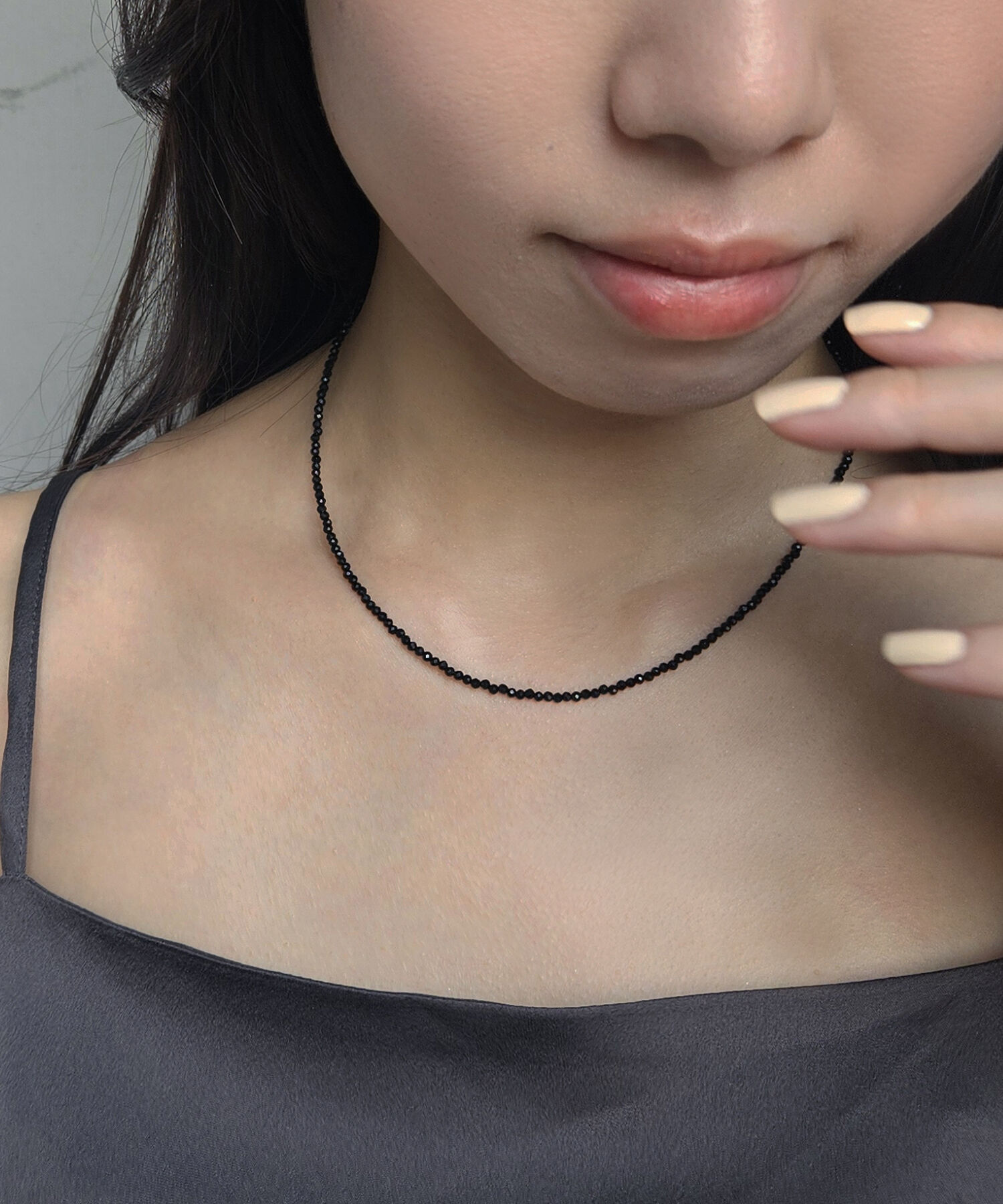 JUPITER「天然石ビーズネックレス/金属アレルギー対応/ニッケルフリー　オニキス」|ネックレス|