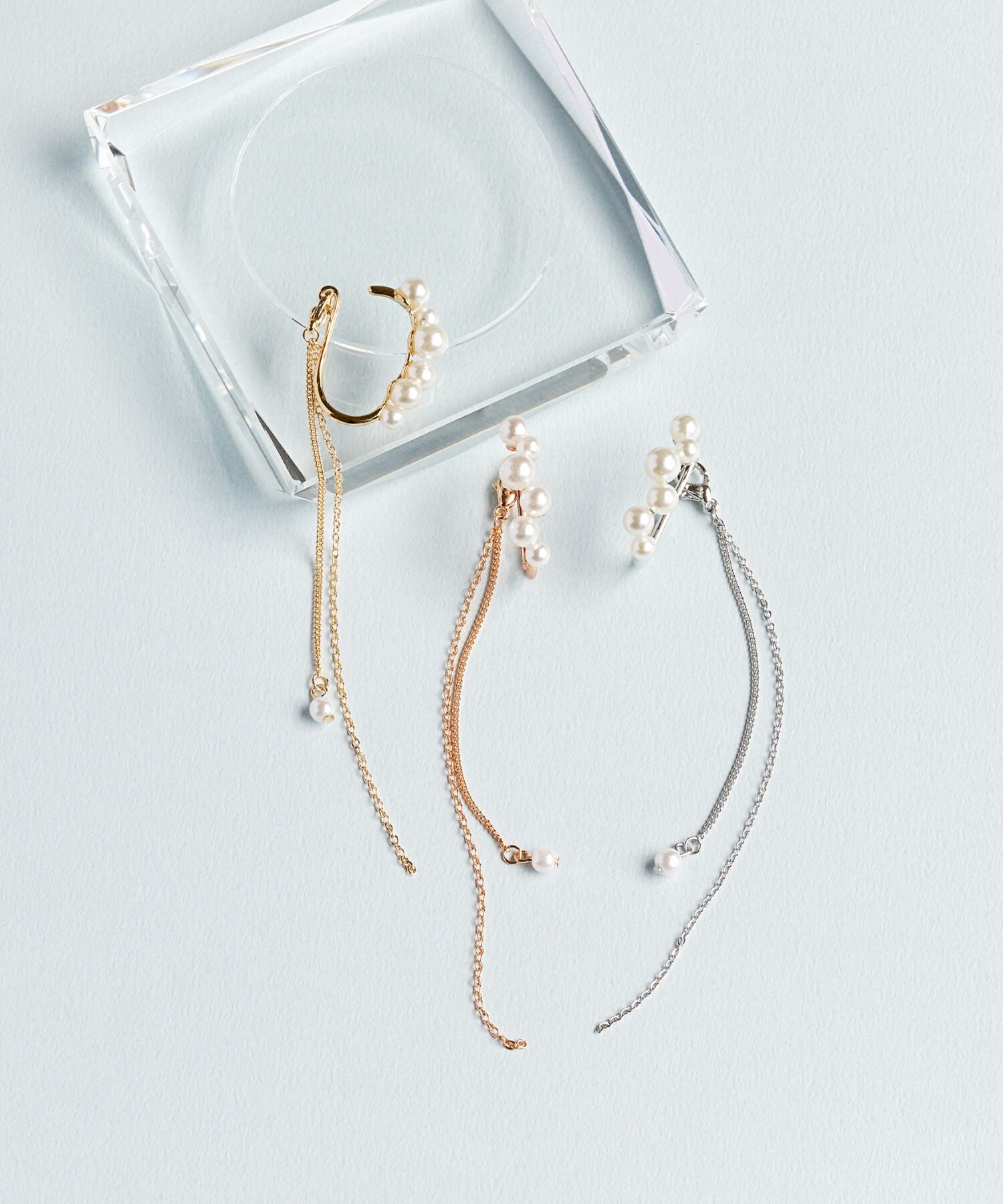 Phoebe「2wayデコラティブパールチェーンイヤーカフ　ローズゴールド」|イヤーカフ|