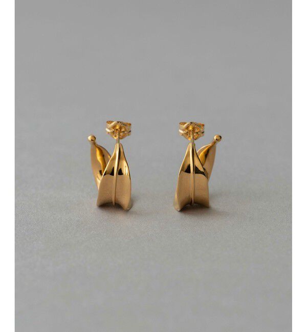 ete「リーフ フープピアス」|ピアス|イエローゴールド
