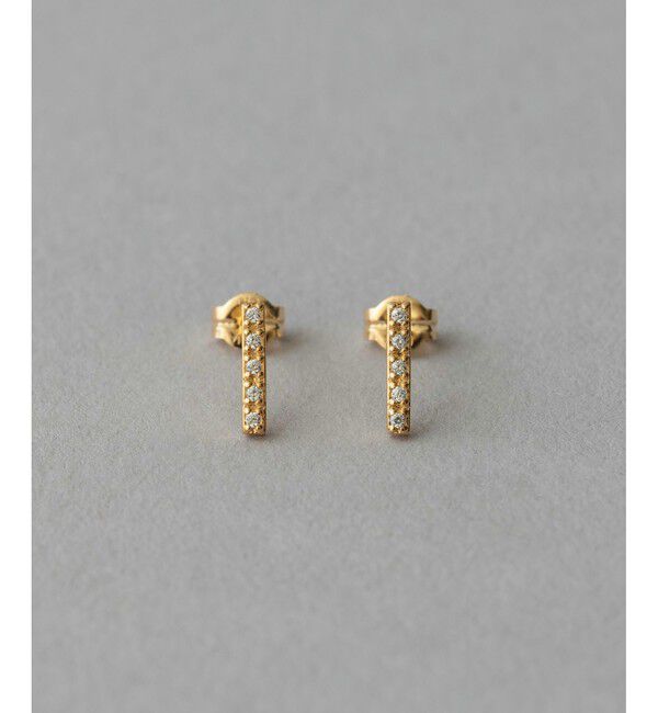 ete「ビジュー バー ピアス」|ピアス|イエローゴールド
