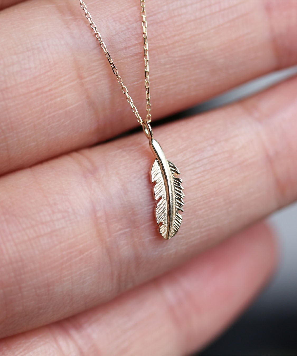  「ゴールド フェザー ネックレス | K10YG」|ネックレス|