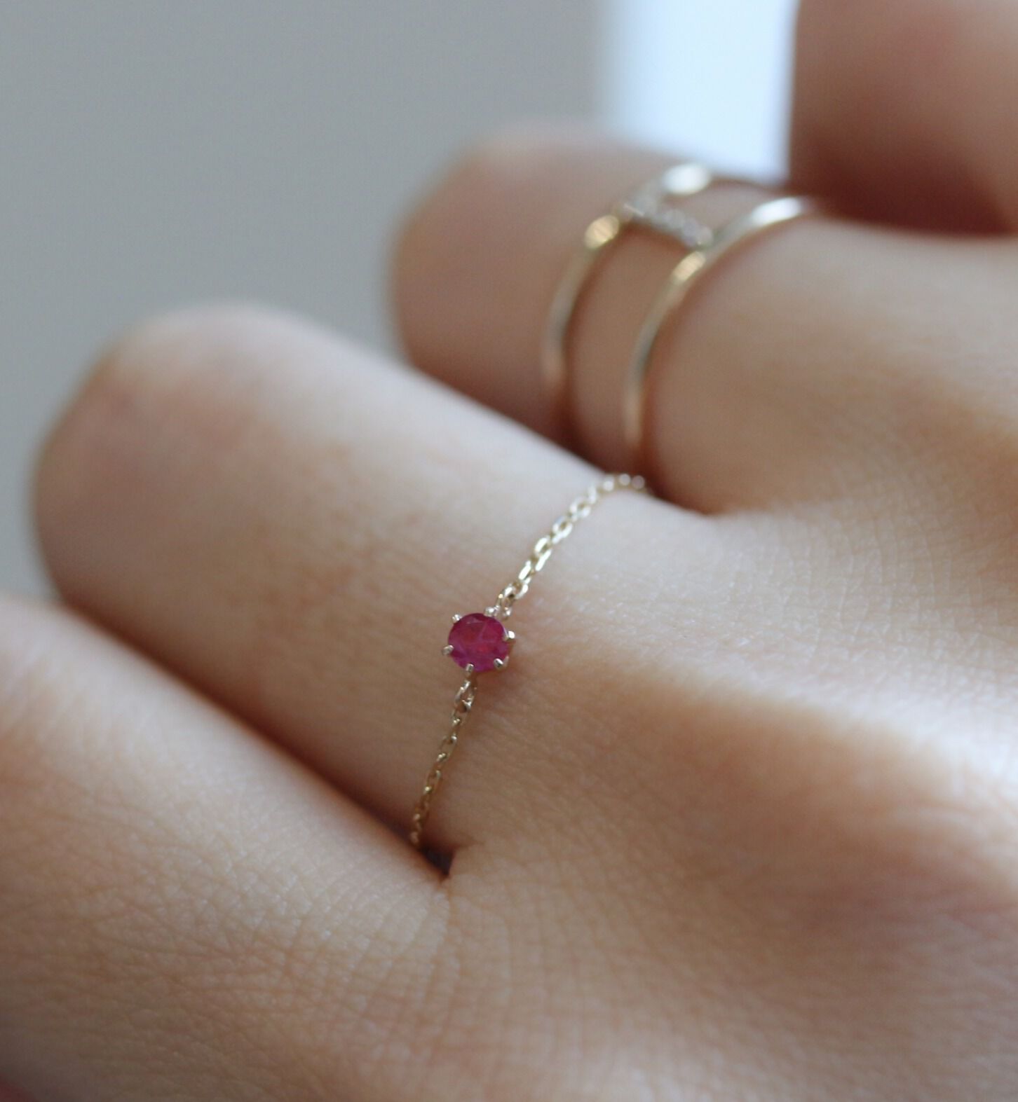  「ルビー チェーンリング | K10YG【WEB/ランドマーク店限定】」|リング|