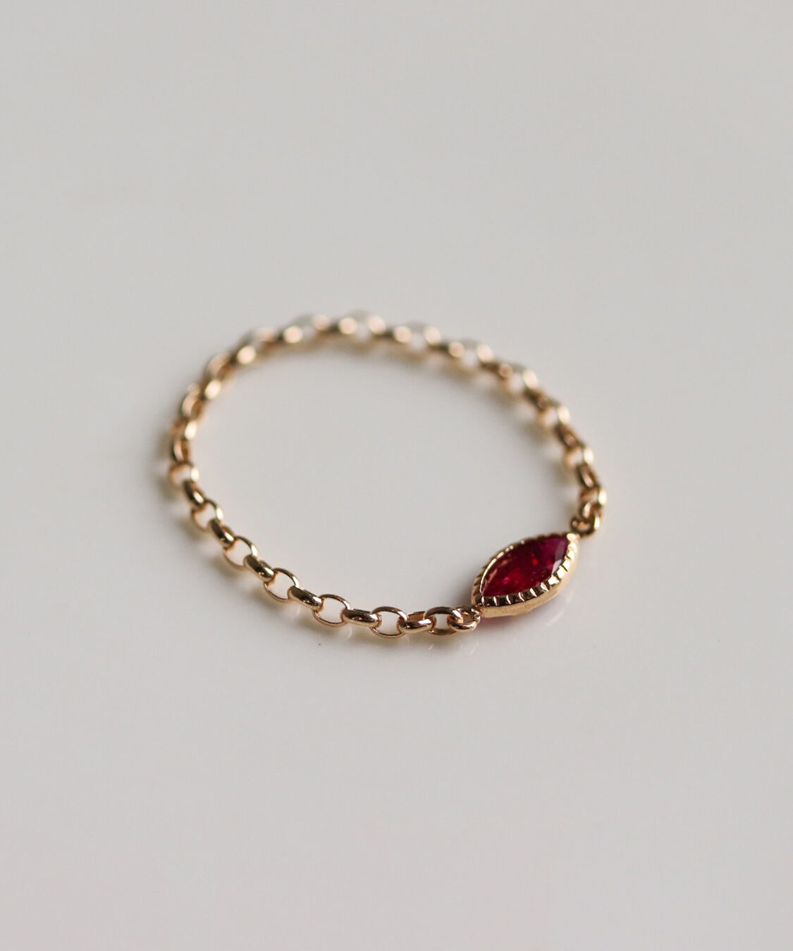  「ルビー  チェーンリング | K10YG」|リング|