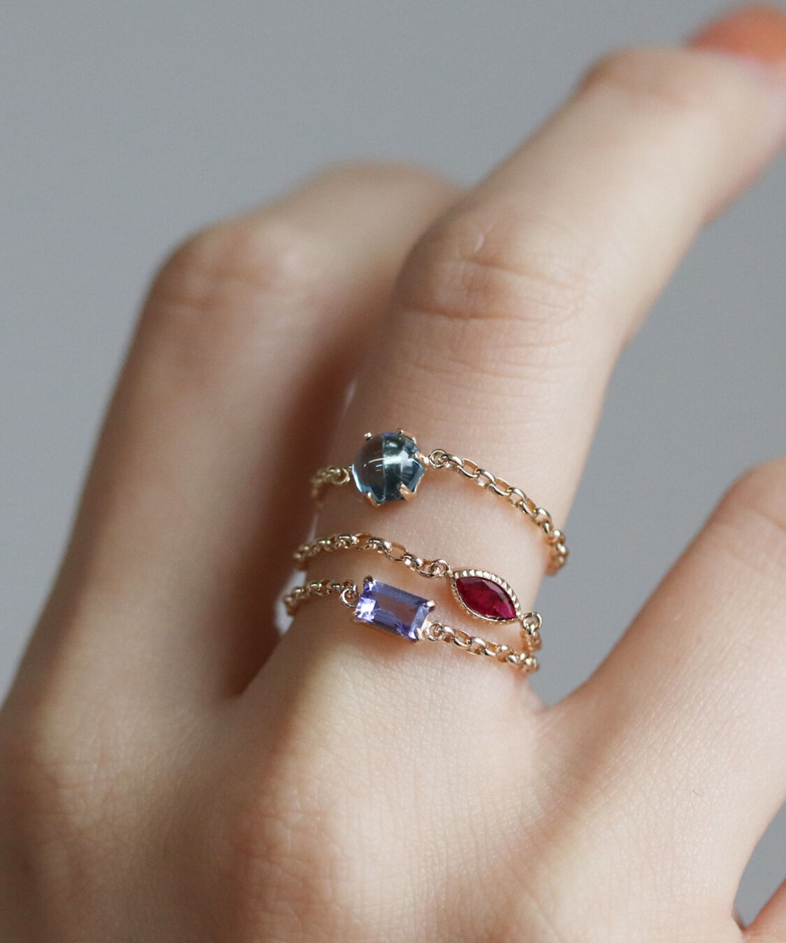  「ルビー  チェーンリング | K10YG」|リング|