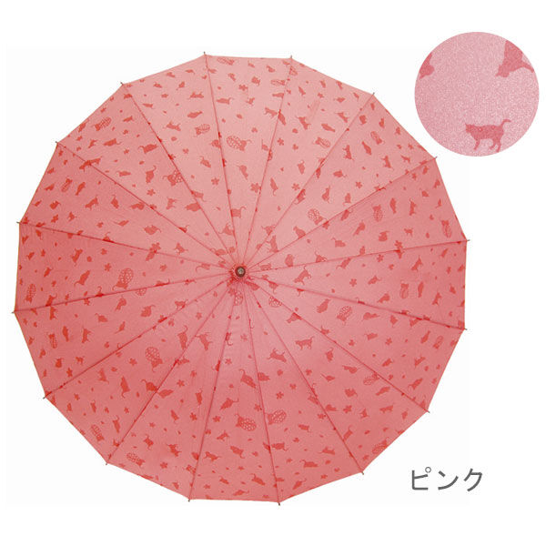 BACKYARD FAMILY「和傘 赤 05-JK46 女性用 定番 カサ かさ 傘 猫 雨傘 撥水 ジャンプ 軽量 かわいい」|傘|