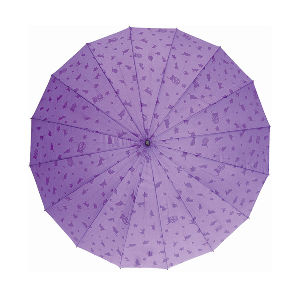 BACKYARD FAMILY「和傘 赤 05-JK46 女性用 定番 カサ かさ 傘 猫 雨傘 撥水 ジャンプ 軽量 かわいい」|傘|パープル1