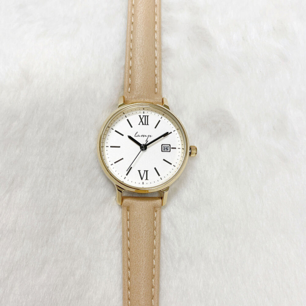 BACKYARD FAMILY「lamp ランプ 腕時計 革ベルト レディース 通販 ウォッチ 時計 カレンダー 見やすい ベルト」|腕時計|ベージュ1