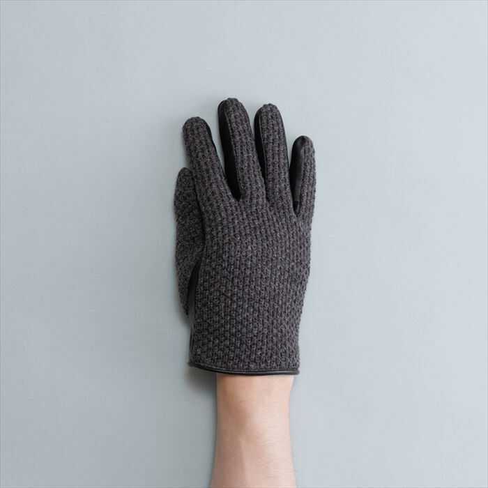 BACKYARD FAMILY「クロダ 手袋 メンズ 通販 グローブ 手ぶくろ おしゃれ 鹿の子編み ニット レザー 革」|手袋|