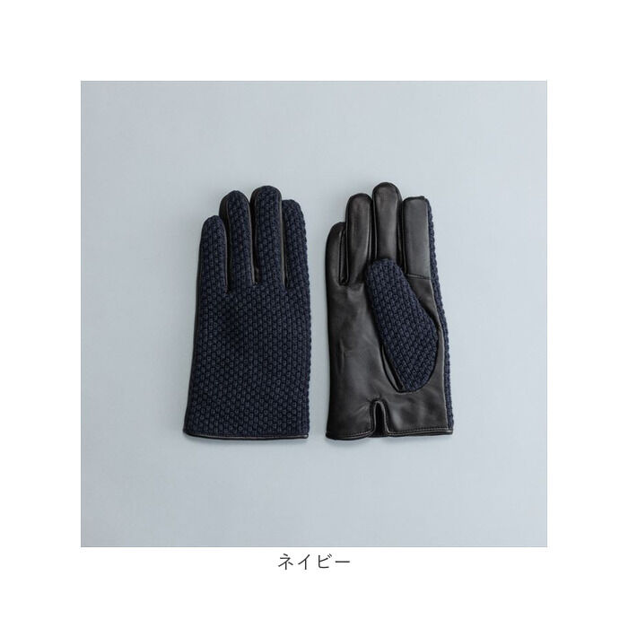 BACKYARD FAMILY「クロダ 手袋 メンズ 通販 グローブ 手ぶくろ おしゃれ 鹿の子編み ニット レザー 革」|手袋|