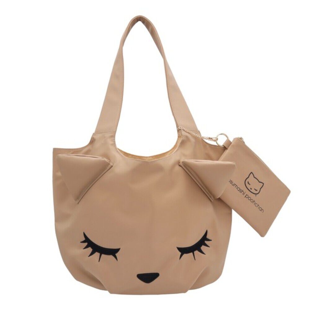 BACKYARD FAMILY「トートバッグ 猫 通販 トートバック 肩掛けバッグ 肩掛けカバン レディース ポーチ付き ナイロン」|トートバッグ|ベージュ1