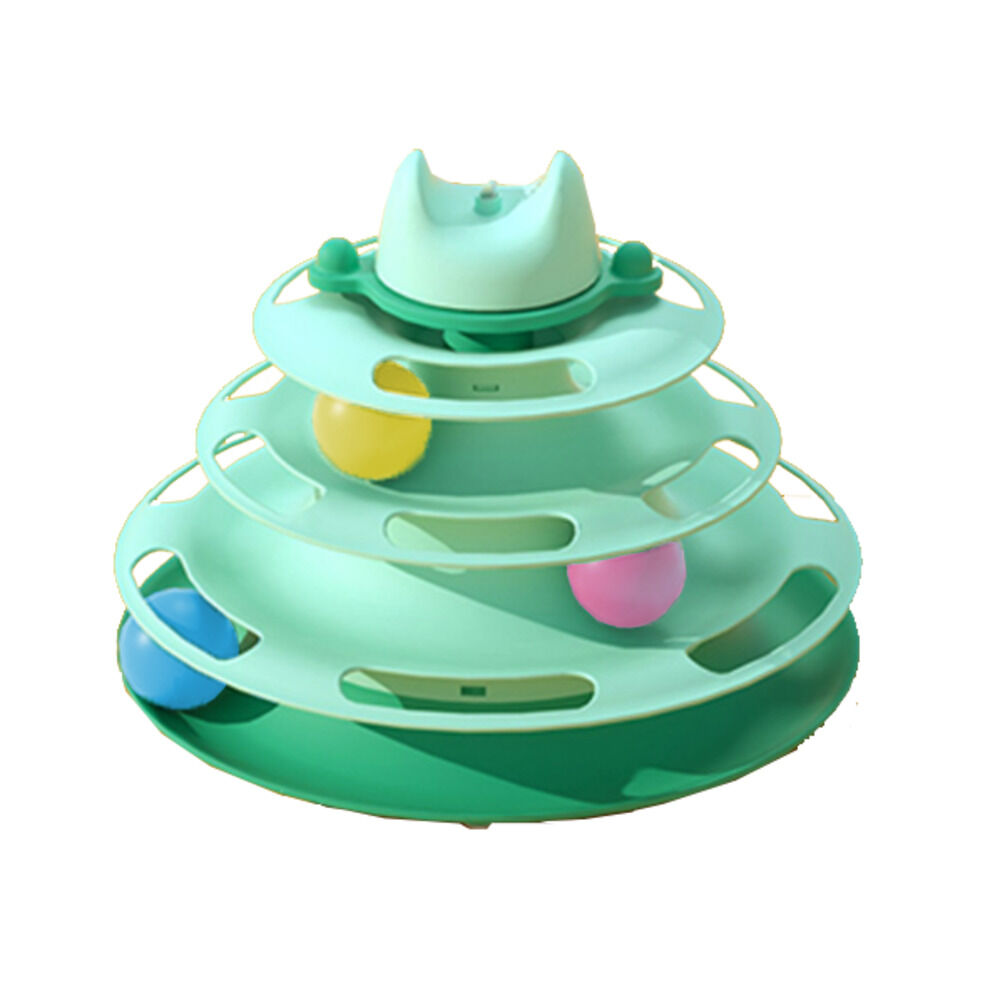 BACKYARD FAMILY「猫 おもちゃ ターンテーブル ボール 通販 猫じゃらし 遊ぶ盤 ボールトレイ 猫游び」|その他|グリーン1