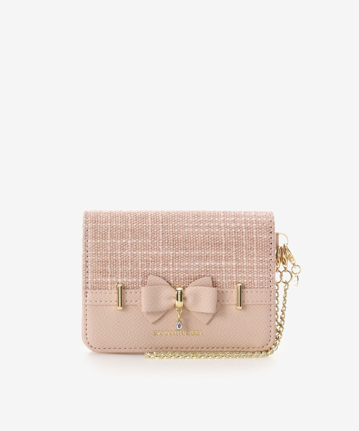 Samantha Vega「マテリアルアクセントリボンパスケース」|定期入れ|ピンク