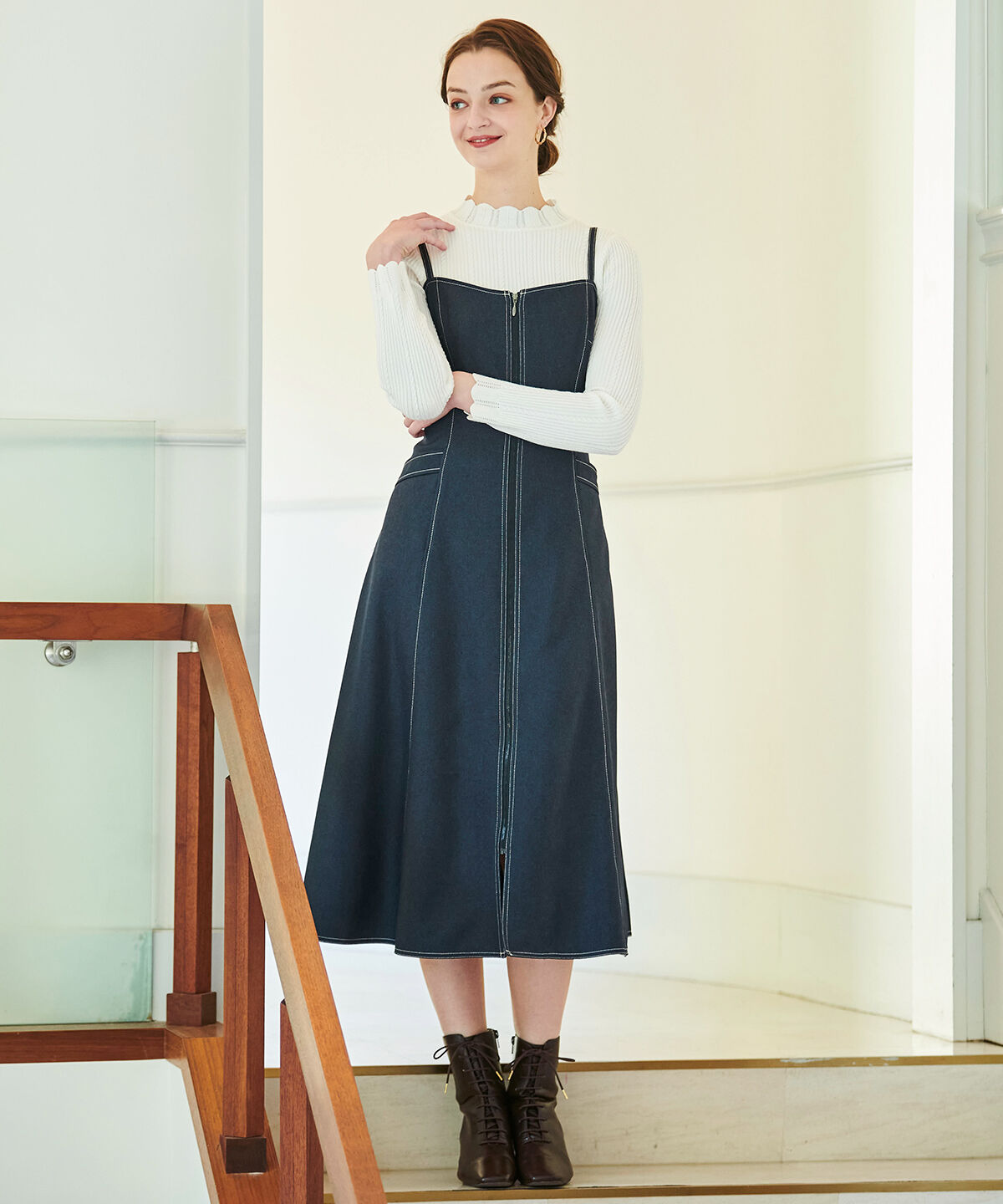 アンドクチュール「スカラネックプルオーバー＋ジップジャンスカ」|ワンピース|