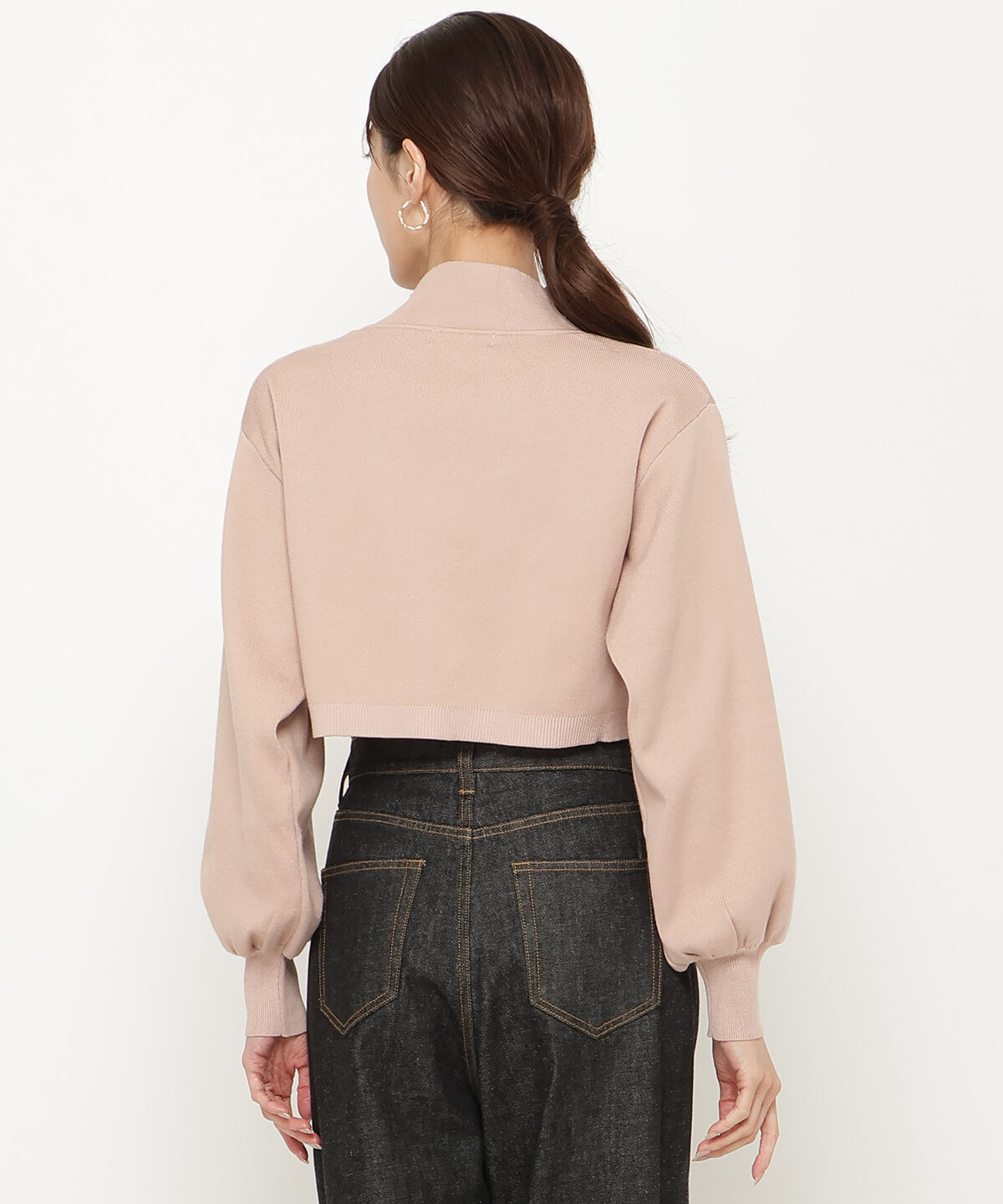 アンドクチュール「スタンドネッククロップドニットジャケット」|カーディガン|