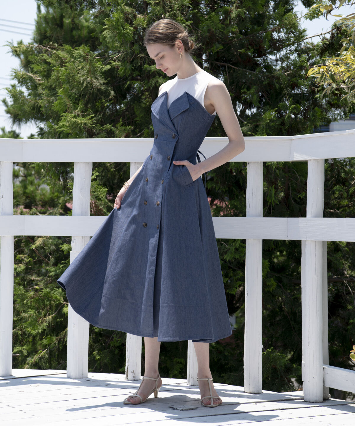 アンドクチュール「デニム切替トレンチワンピース」|ワンピース|