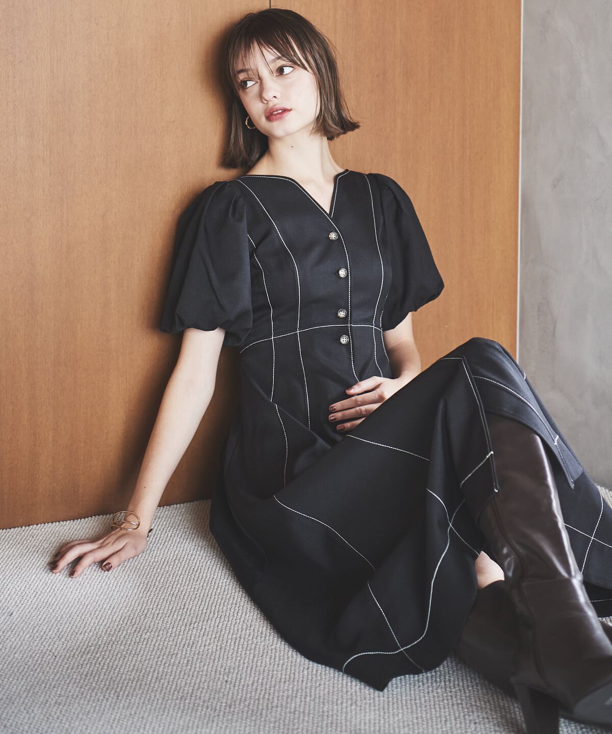 アンドクチュール「ボリュームスリーブワンピース」|ワンピース|