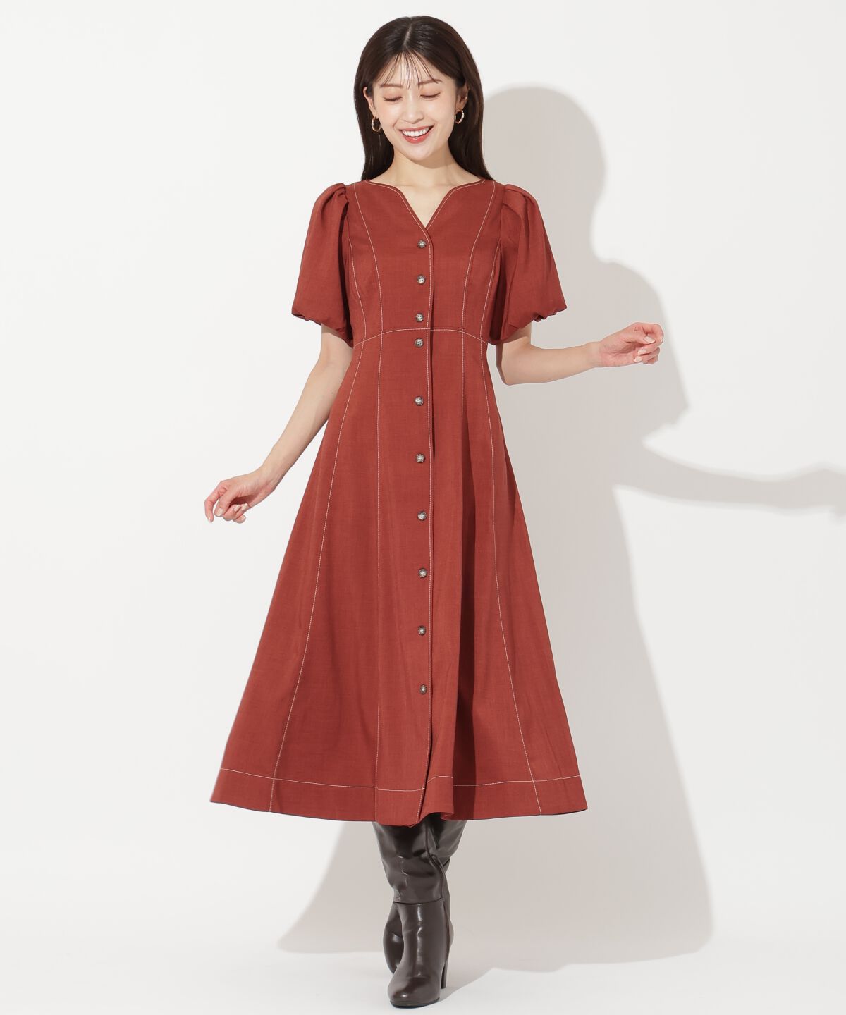 アンドクチュール「ボリュームスリーブワンピース」|ワンピース|