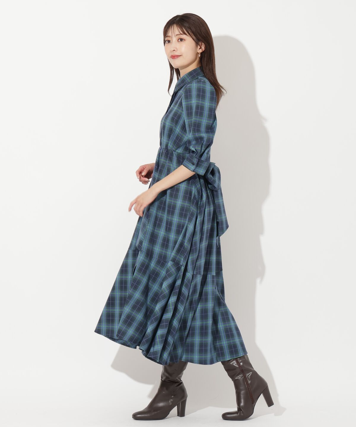 アンドクチュール「ラッフルフリルチェックワンピース」|ワンピース|