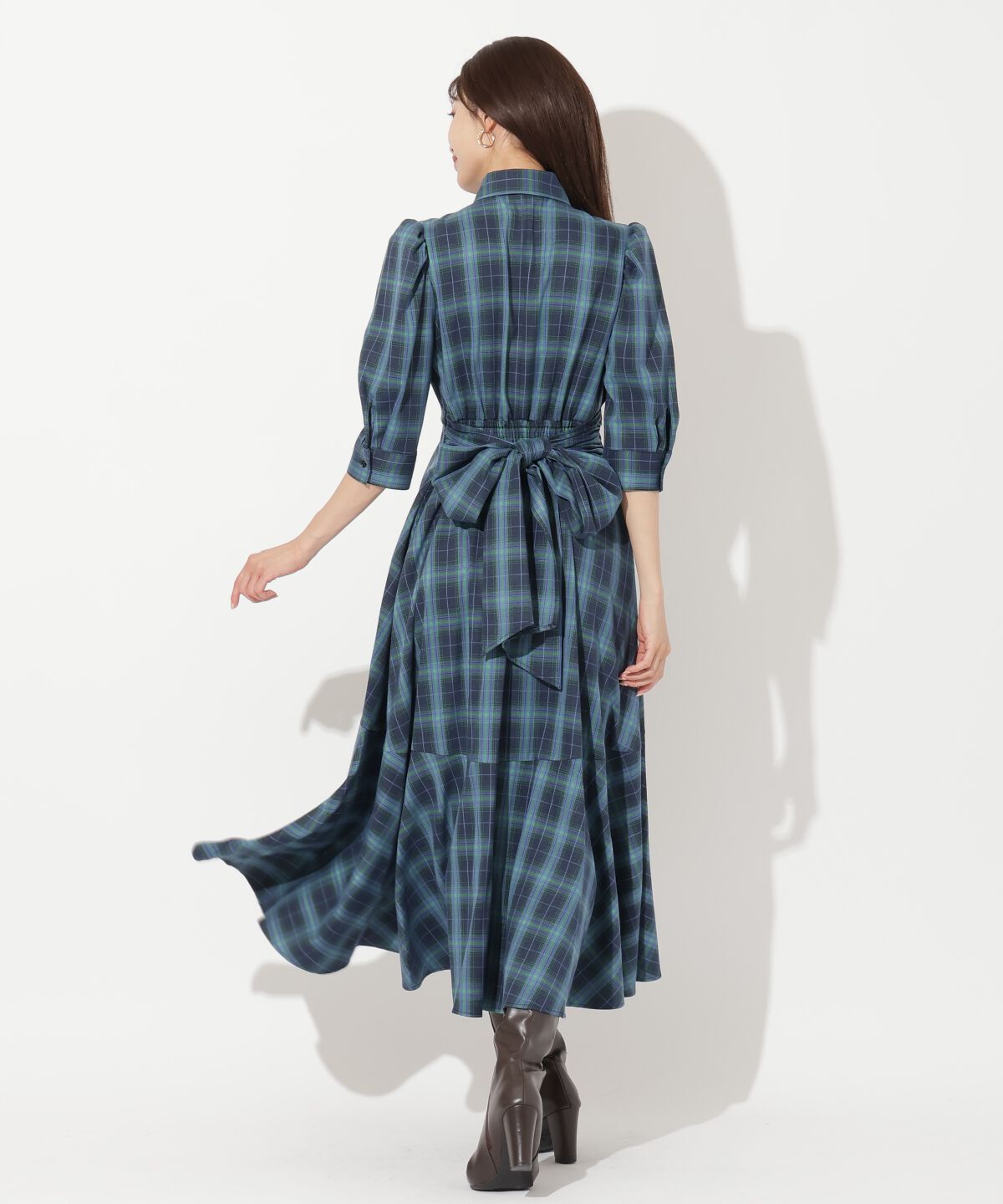 アンドクチュール「ラッフルフリルチェックワンピース」|ワンピース|