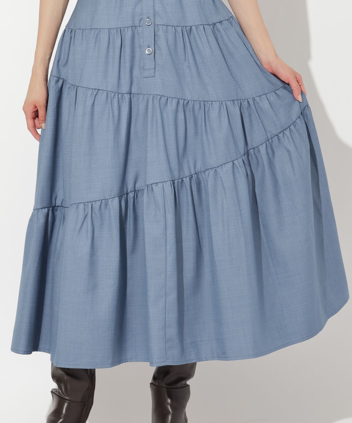 アンドクチュール「ベルト付ティアードシャツワンピース」|ワンピース|