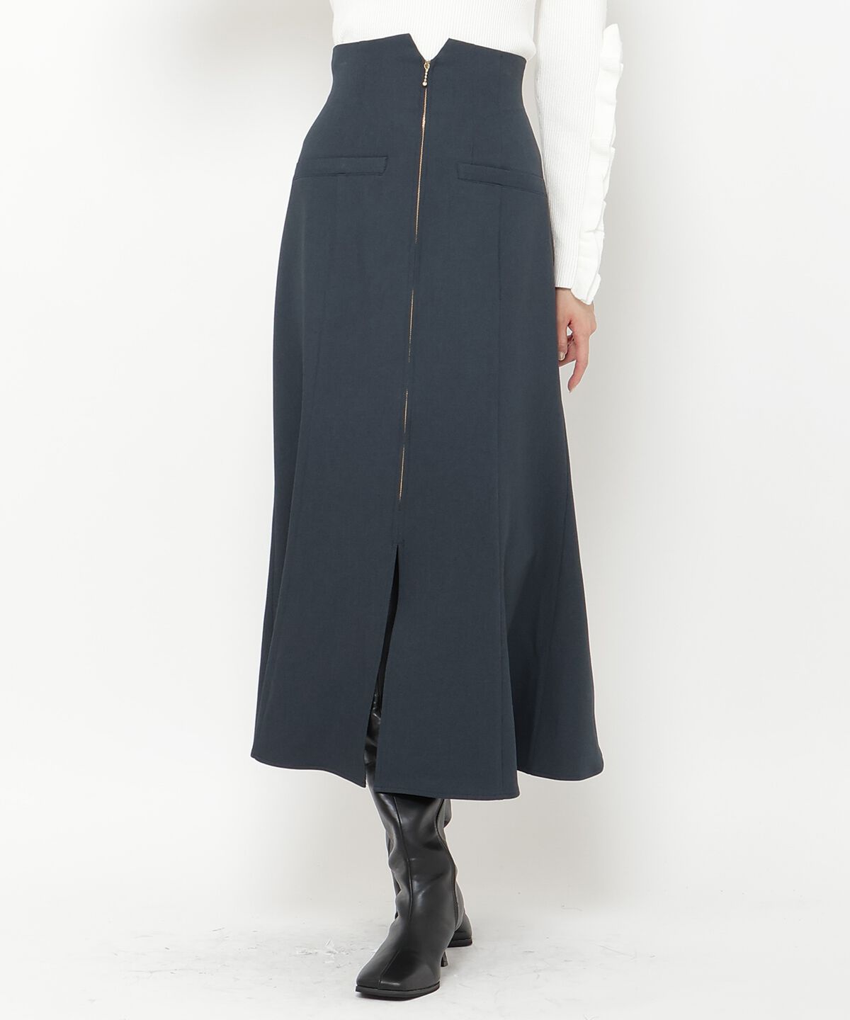 アンドクチュール「フロントジップマーメイドスカート」|スカート|グレー