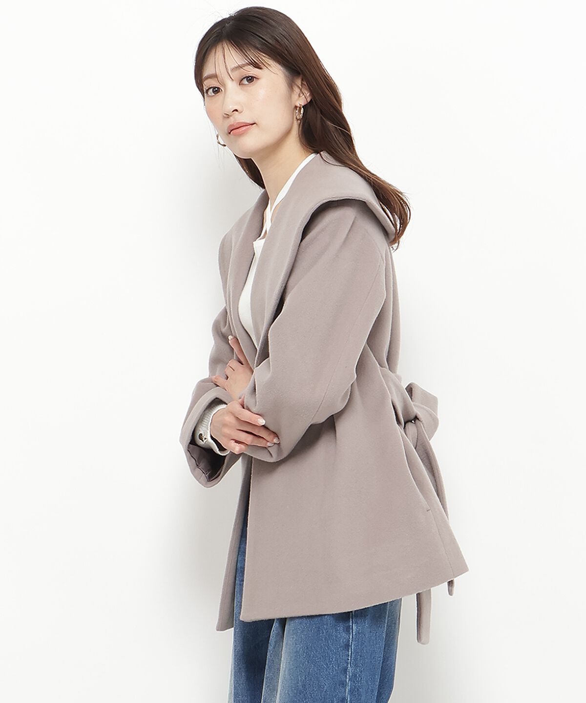 アンドクチュール「ウールビーバーショールカラーショートコート」|ダウン|