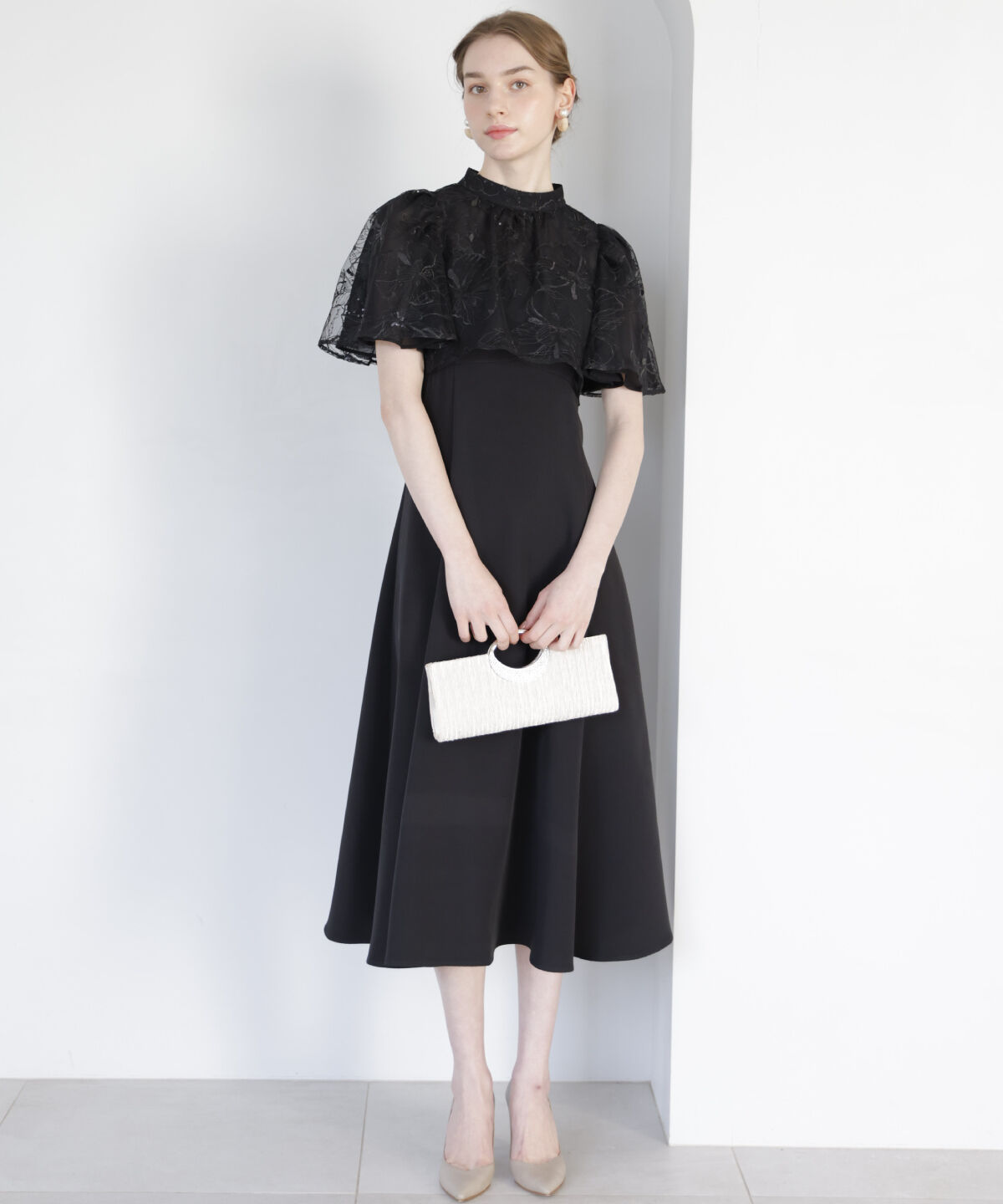 アンドクチュール「ラメフラワーチュールレイヤードドレス」|ドレス|