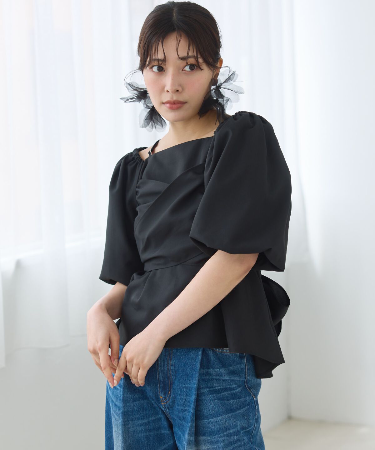 アンドクチュール「バックリボンペプラムブラウス」|シャツ・ブラウス|